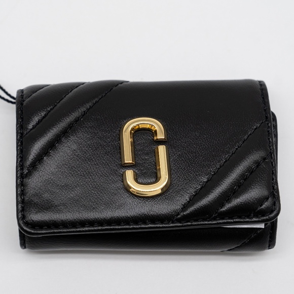 Marc Jacobs Black the Glam Shot Key Case Leather Gold - Picture 1 of 8